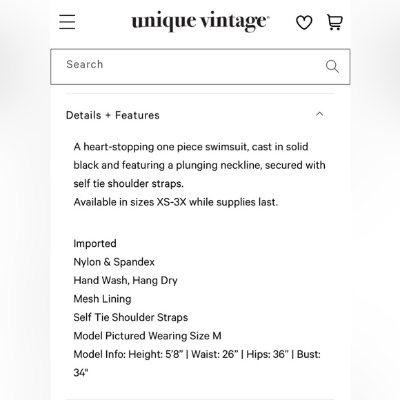 Unique Vintage Black Plunge One Piece Swimsuit, Size 1X, NWT! - Picture 8 of 11